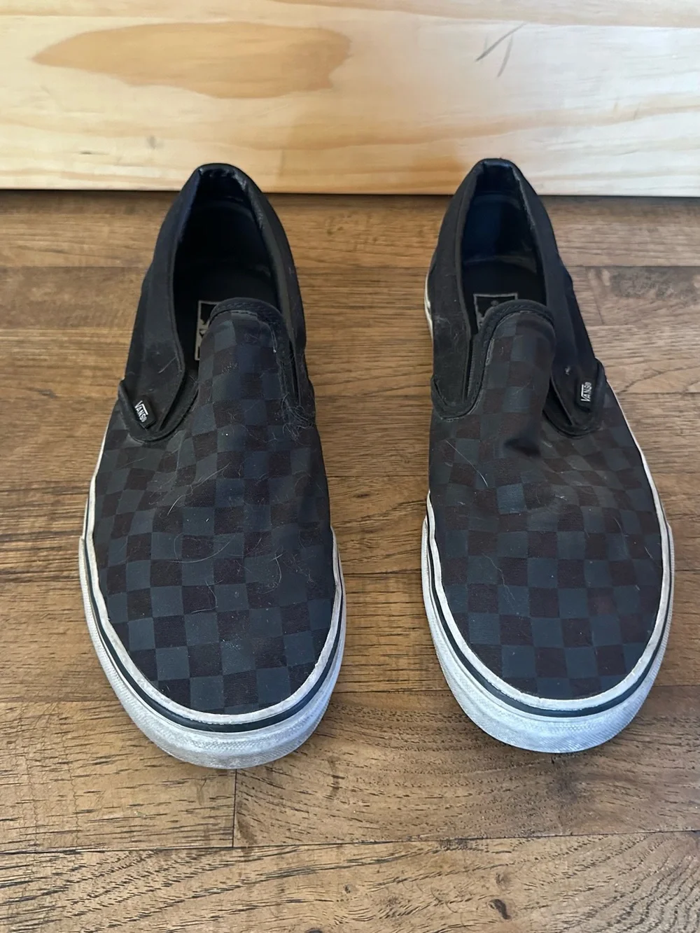 Vans Slip-On Checkerboard Loafers in Black